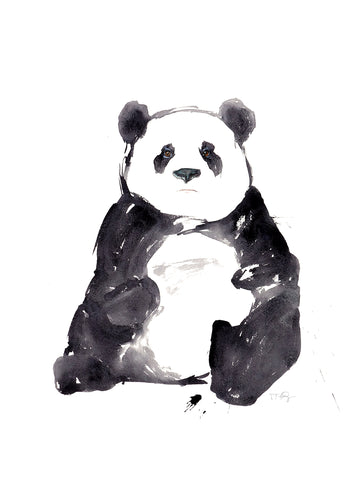 Large watercolour black and white panda by artist Michelle SaintOnge.