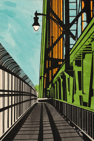 A screen print of The MacDonald Bridge in Halifax Nova Scotia by artist Michelle SaintOnge.